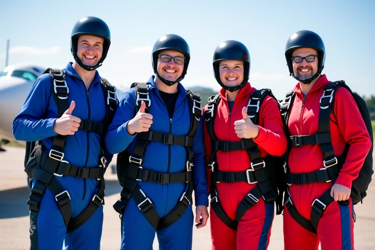Skydive America team preparing for a jump